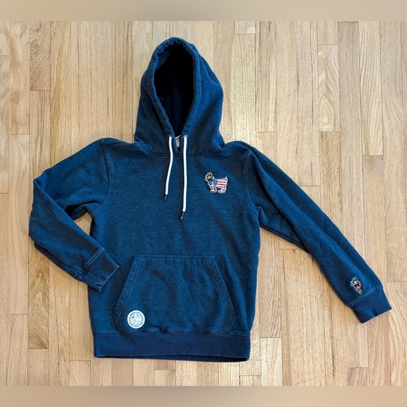 GOAT USA Freedom Hoodie Navy American Flag Logo Pullover Sweatshirt Men’s XS - Picture 3 of 10